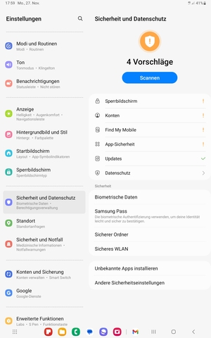 Wählen Sie Andere Sicherheitseinstellungen