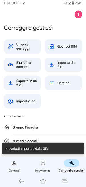 I tuoi contatti verranno salvati sul tuo account Google, e salvati sul tuo telefono la prossima volta che Google sarà sincronizzato.