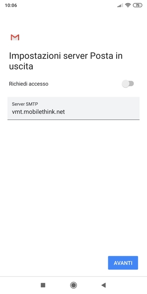 Disattiva Richiedi accesso e seleziona AVANTI