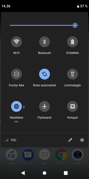 Juster lysstyrken til det ønskede niveau