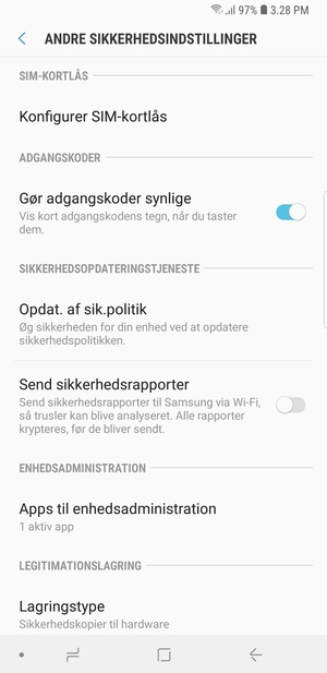 Vælg Konfigurer SIM-kortlås