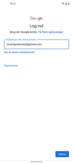 Indtast din Gmail adresse og vælg Næste