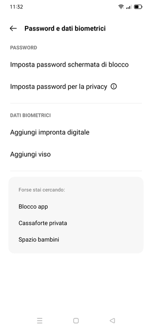 Seleziona Imposta password schermata di blocco
