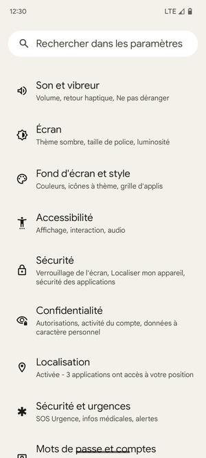 Faites défiler et sélectionnez Sécurité