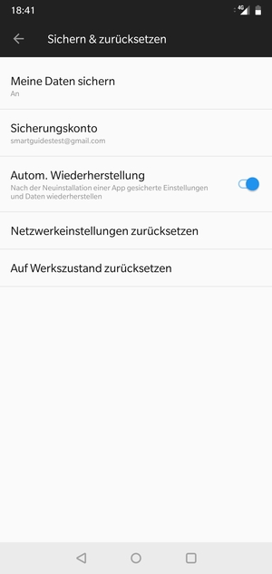 Gehen Sie zurück zum Sichern & zurücksetzen Menü und wählen Sie Sicherungskonto