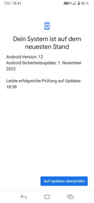 Falls Ihr Handy aktualisiert ist, wird Ihnen der folgende Bildschirm angezeigt