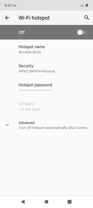 Select Hotspot password