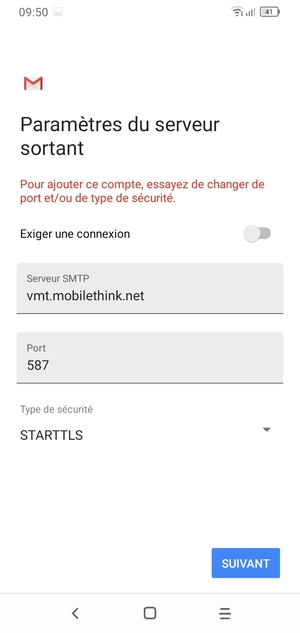Sélectionnez Type de sécurité