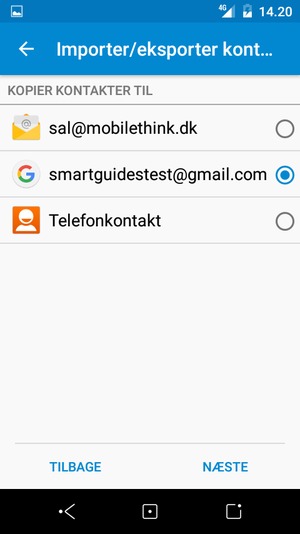 Vælg din Google konto og vælg NÆSTE