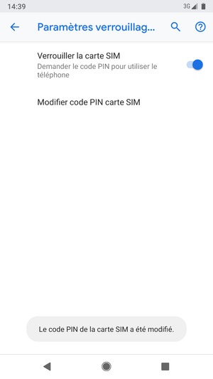 Votre code PIN de la carte SIM a été modifié