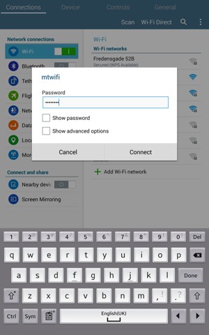 Enter the Wi-Fi password and select Connect