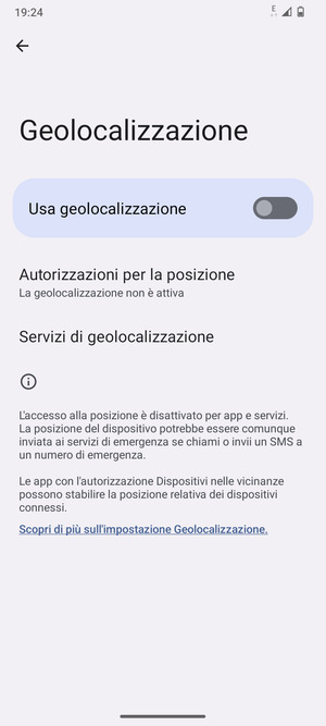 Disattiva Usa geolocalizzazione