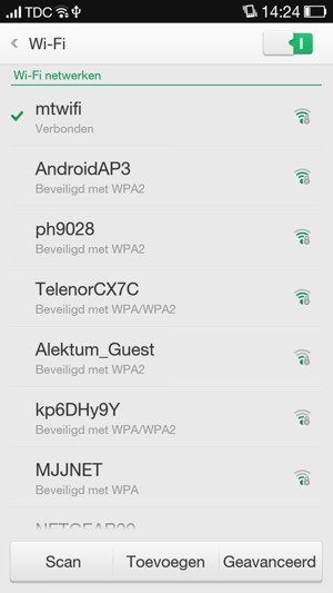 U bent nu verbonden met het WiFi-netwerk