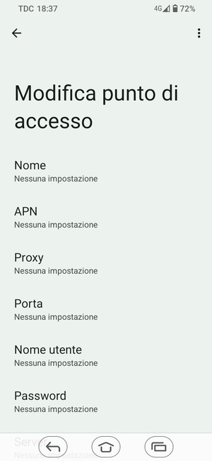 Inserisci le informazioni di Internet
