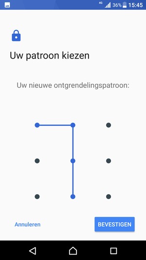 Teken het ontgrendelingspatroon nogmaals en selecteer BEVESTIGEN