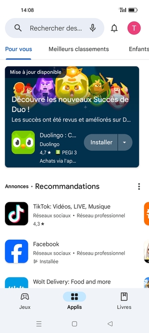 Sélectionnez la barre de Recherche