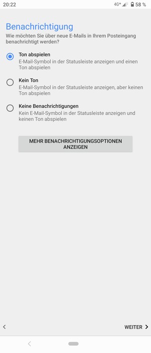 Wählen Sie die gewünschte Option und wählen Sie WEITER
