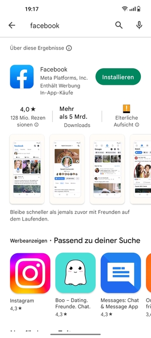 Wählen Sie die App