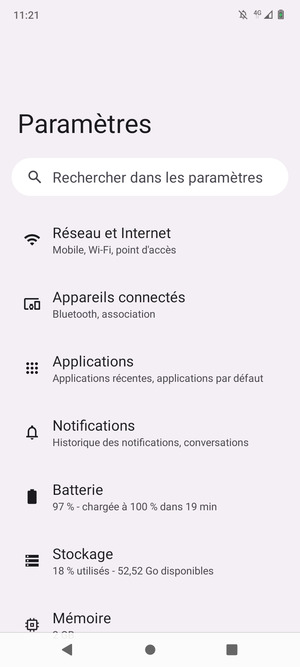 Sélectionnez Réseau et Internet