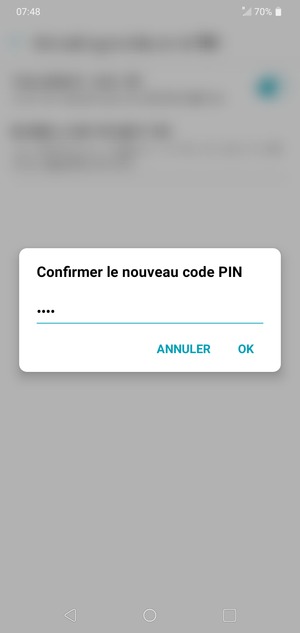 Veuillez confirmer votre nouveau code PIN de la carte SIM et sélectionner OK