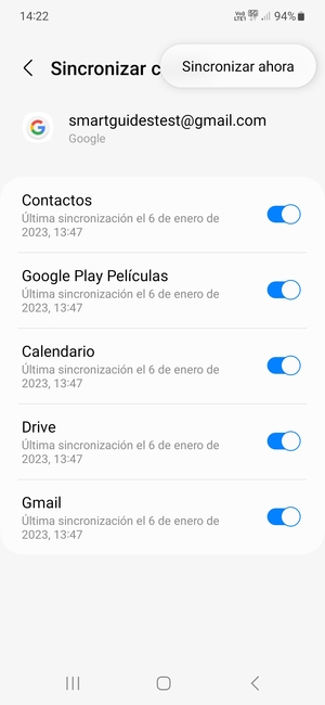 Seleccione Sincronizar ahora
