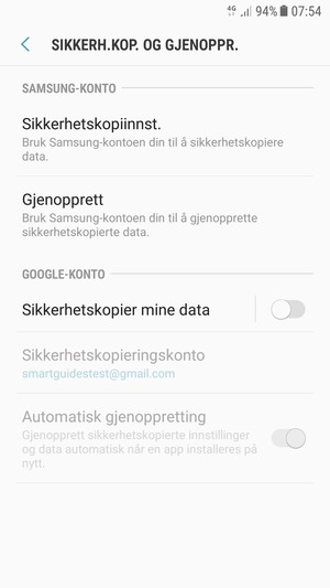 Slå på Sikkerhetskopier mine data