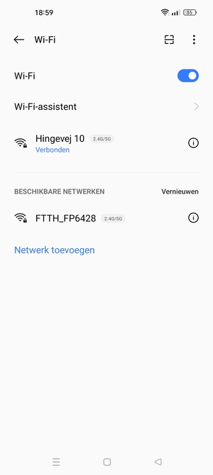 U bent nu verbonden met het WiFi-netwerk