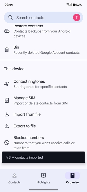 Your contacts will be saved to your Google account and saved to your phone the next time Google is synced.
