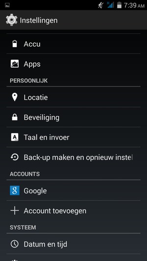 Scroll naar en selecteer Beveiliging