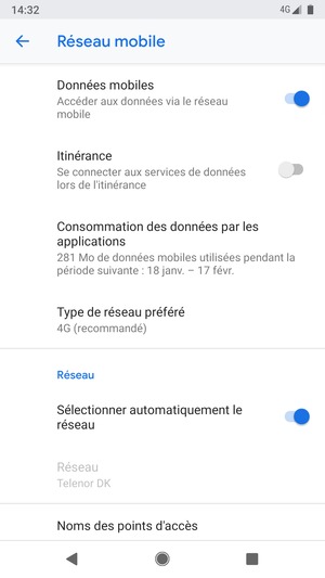 Désactiver le Sélectionner automatiquement le réseau