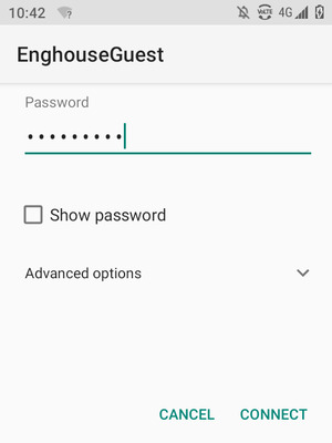 Enter the Wi-Fi password and select CONNECT