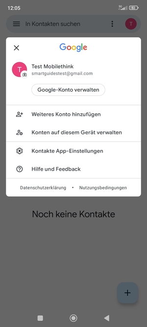 Wählen Sie Kontakte App-Einstellungen