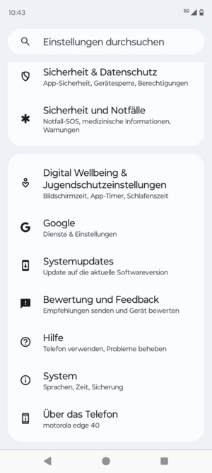 Scrollen Sie und wählen Sie Systemupdates