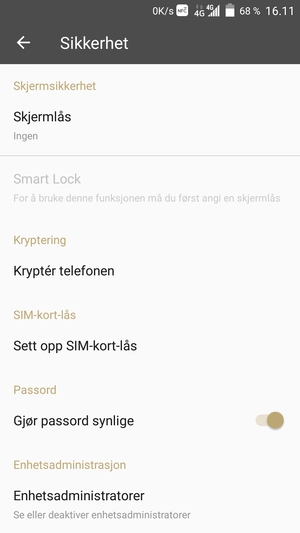 Velg Sett opp SIM-kort-lås