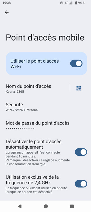Votre téléphone est maintenant configuré pour être utilisé comme modem