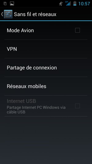 Sélectionnez Réseaux
mobiles