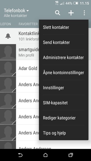 Velg Administrere kontakter