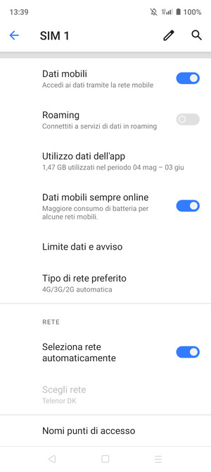 Scorri e seleziona Nomi  punti di accesso