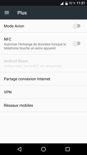 Sélectionnez Réseaux
mobiles