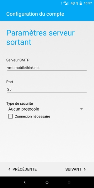 Décochez la case Connexion nécessaire et sélectionnez SUIVANT