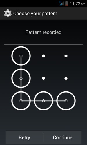 Draw an unlock pattern and select Continue