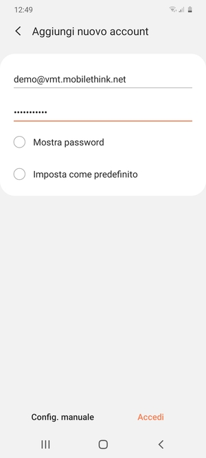 Inserisci il tuo indirizzo email e password. Seleziona Accedi