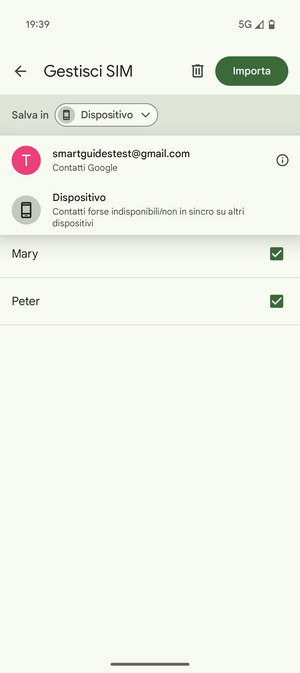 Seleziona il tuo account  Google