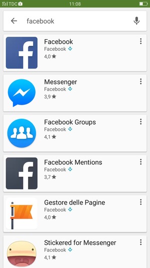 Seleziona l'applicazione