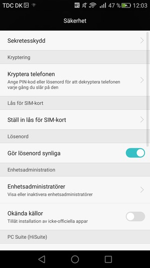 Välj Ställ in lås för SIM-kort
