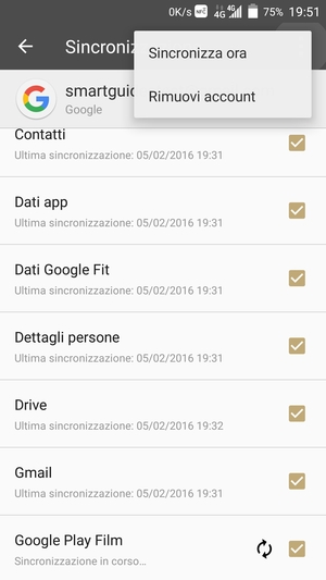 Seleziona Sincronizza ora