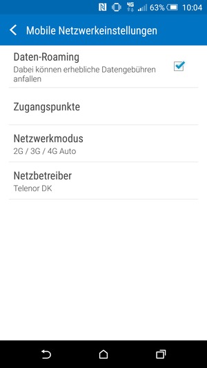 Schalten Sie Daten- Roaming an oder aus