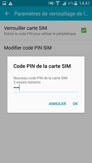 Saisissez votre Nouveau code PIN de la carte SIM et sélectionnez OK