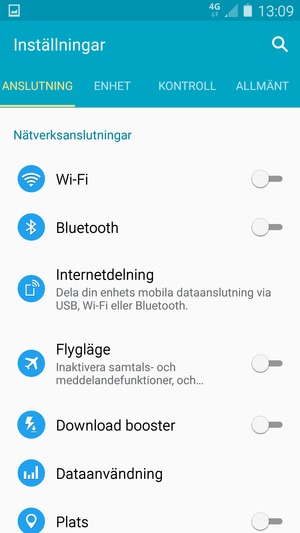 Välj ANSLUTNING