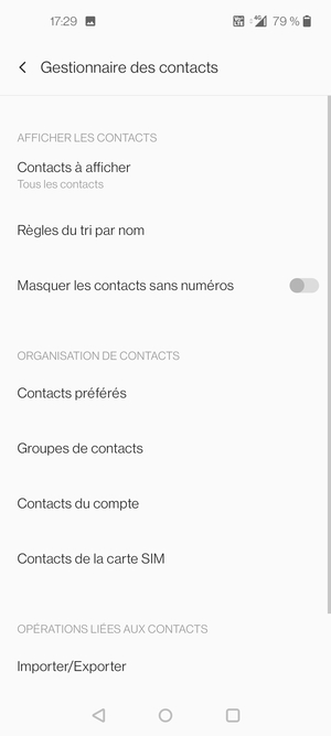 Sélectionnez Contacts de la carte SIM